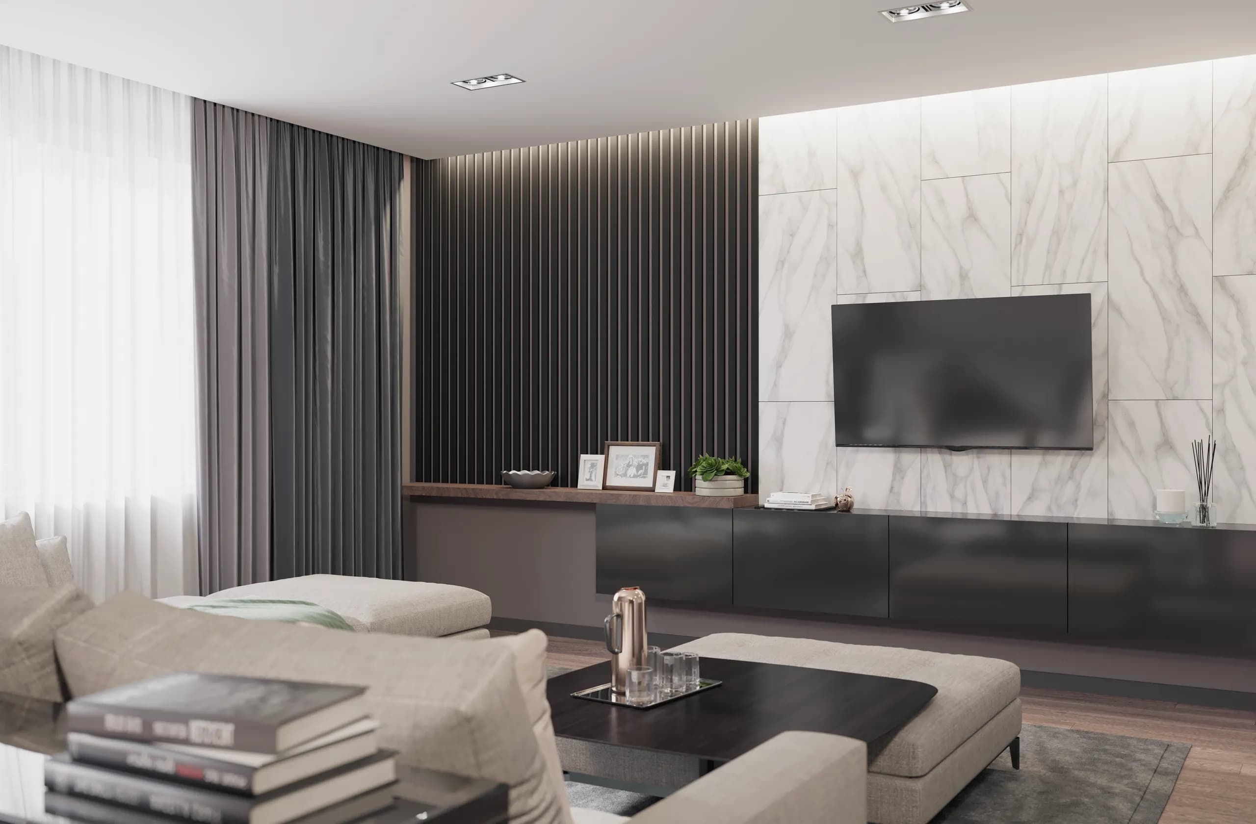 Интерьер с декоративными рейками — DECOR-REYKI R1-new ob