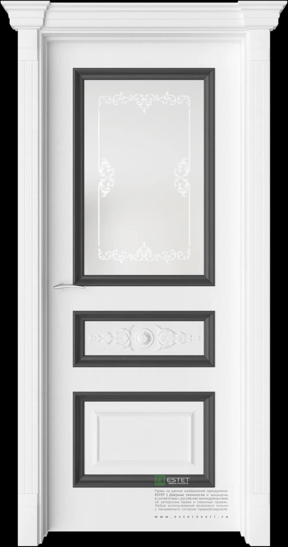 Межкомнатная дверь GE7M Elegant — Стекло сатинат белое сияние 4