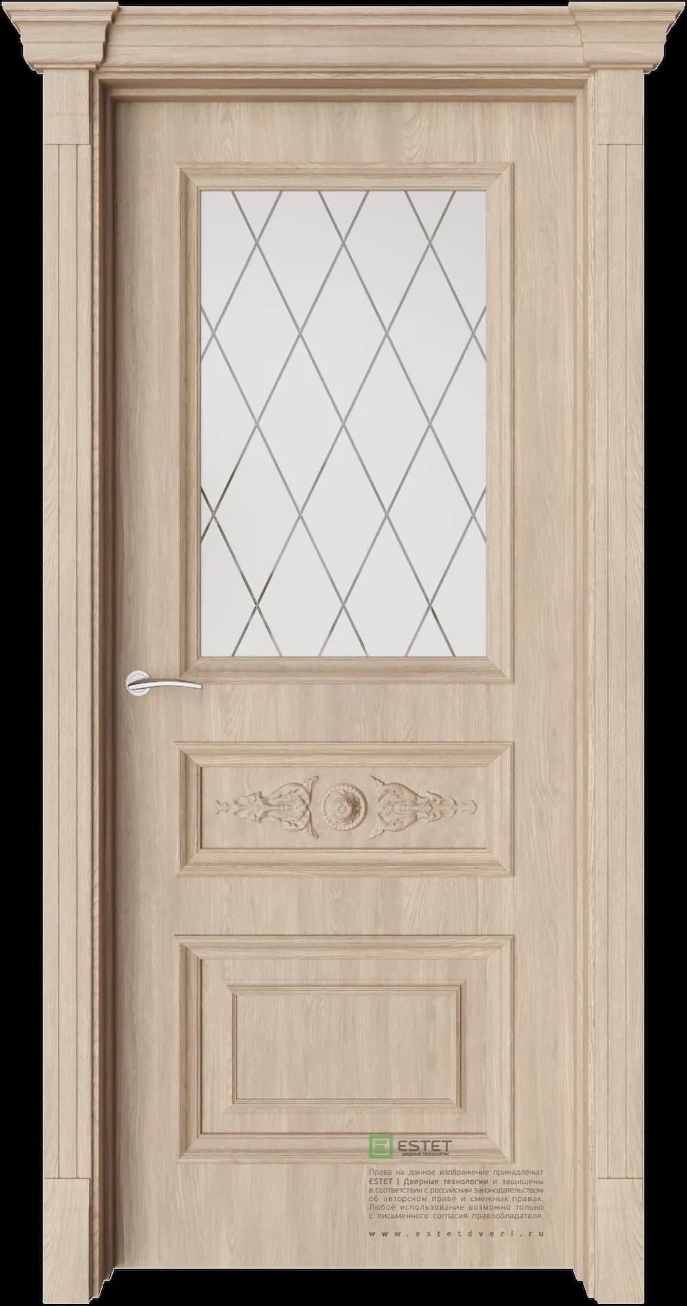 Межкомнатная дверь GE7M Elegant — Стекло сатинат белое гравировка 2