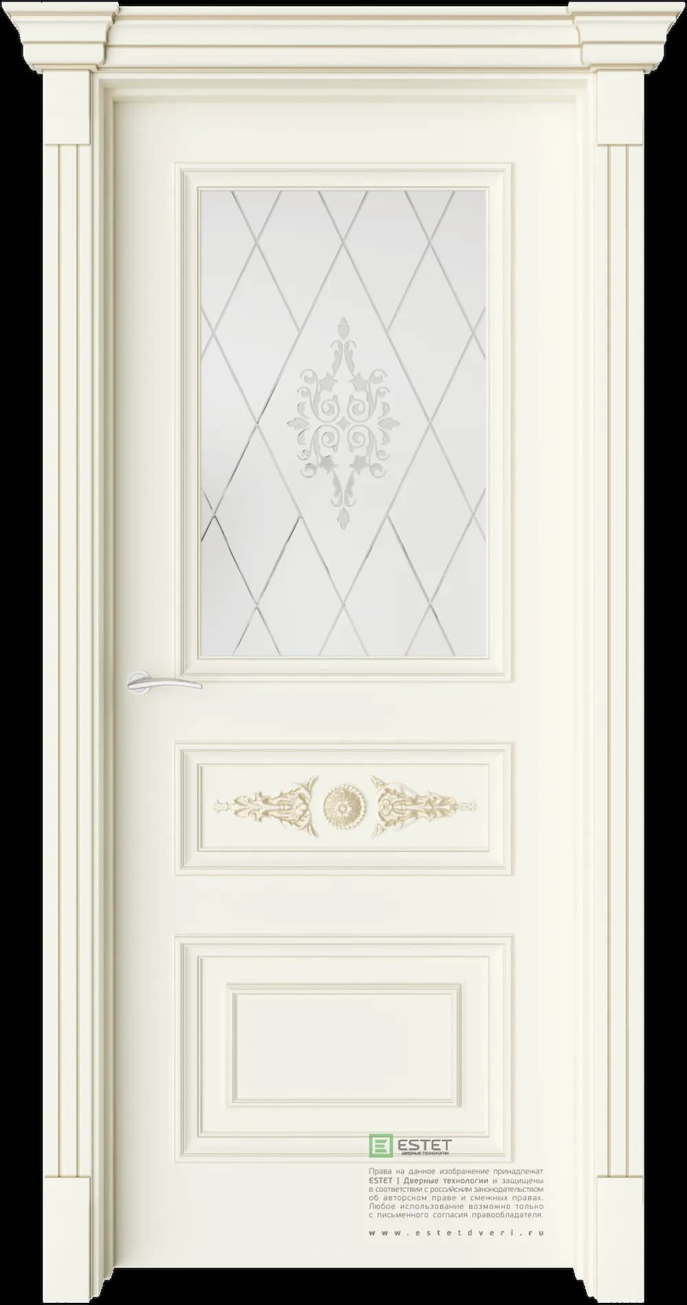 Межкомнатная дверь GE7M Elegant — Стекло сатинат белое витраж прозрачный 1