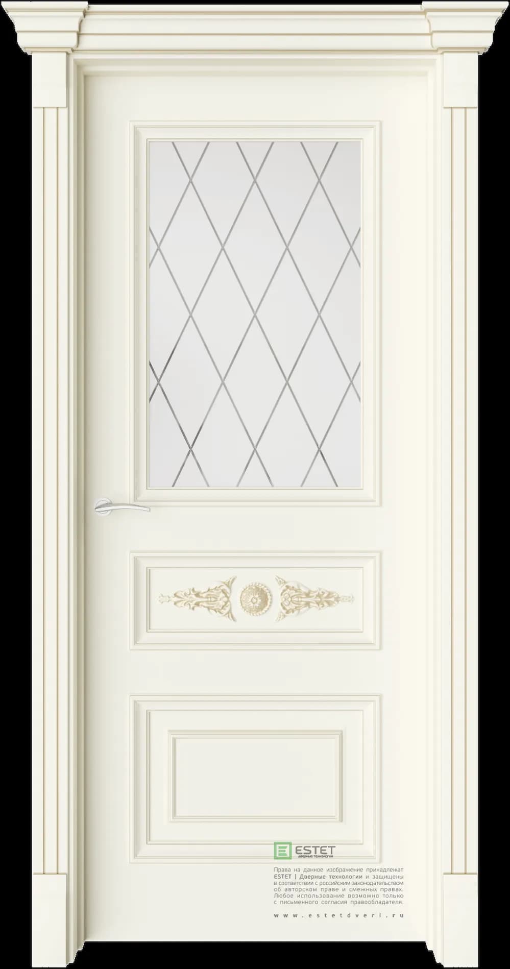 Межкомнатная дверь GE7M Elegant — Стекло сатинат белое гравировка 2