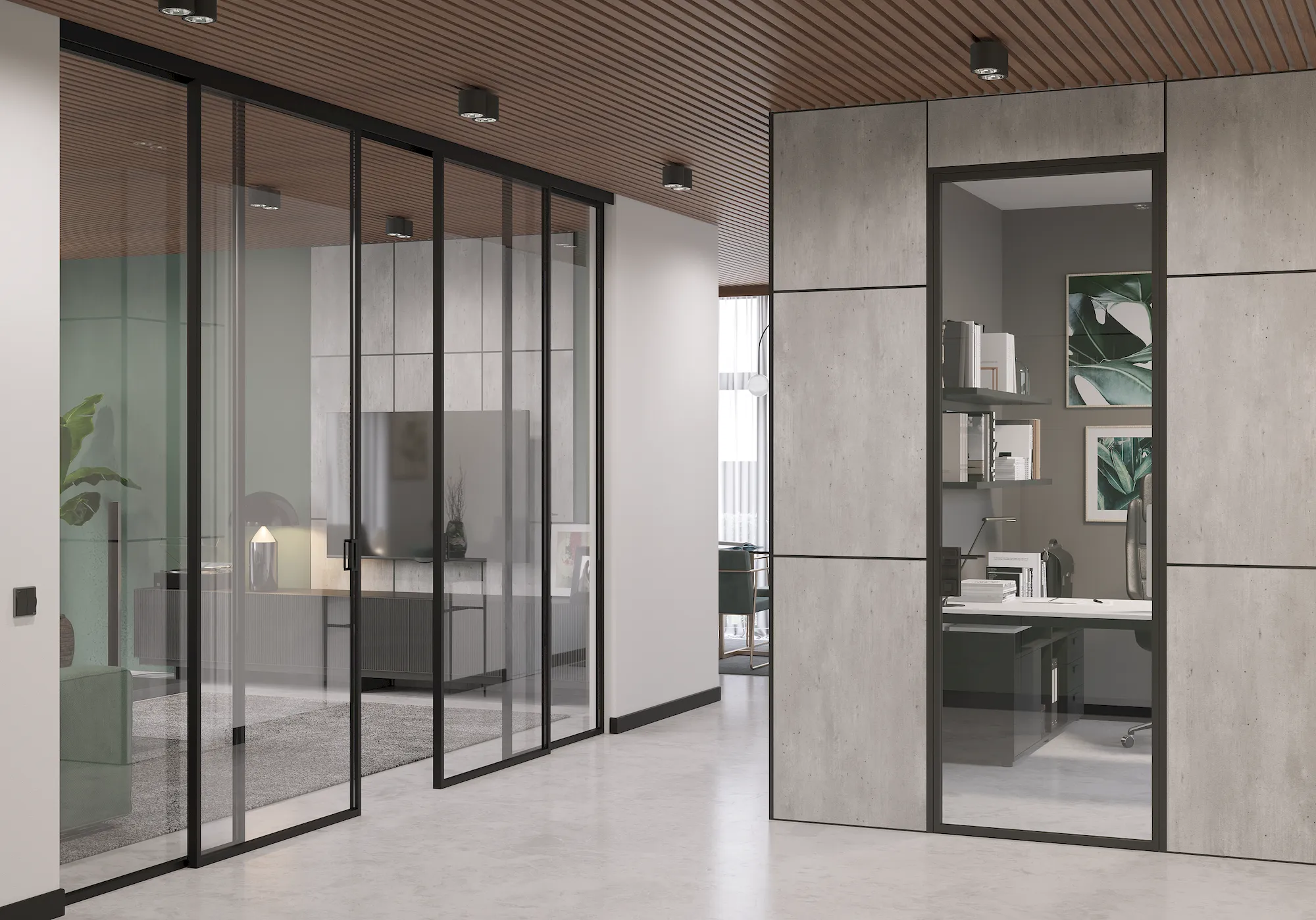 Алюминиевая дверь MINOLI 11 в интерьере